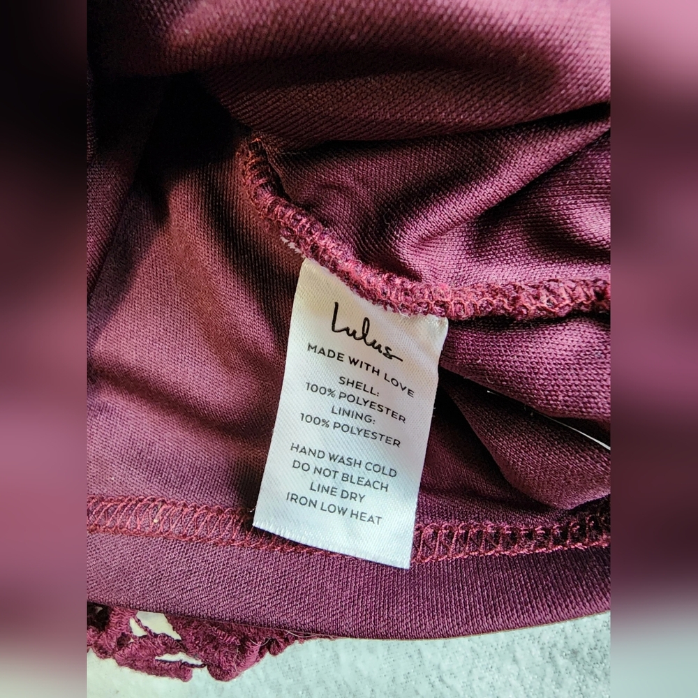 ALTERED: Lulus Formal Floral Lace Halter NeckBodycon Dress Size Large. Burgundy - Picture 6 of 10
